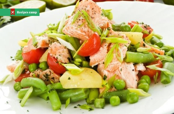 Recipe  Spring salmon with minty veg
