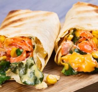 Tortillas stuffed with spinach and cheese 