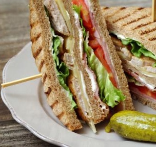 Turkey Club Sandwich with Pork Belly and Enhanced Mayo