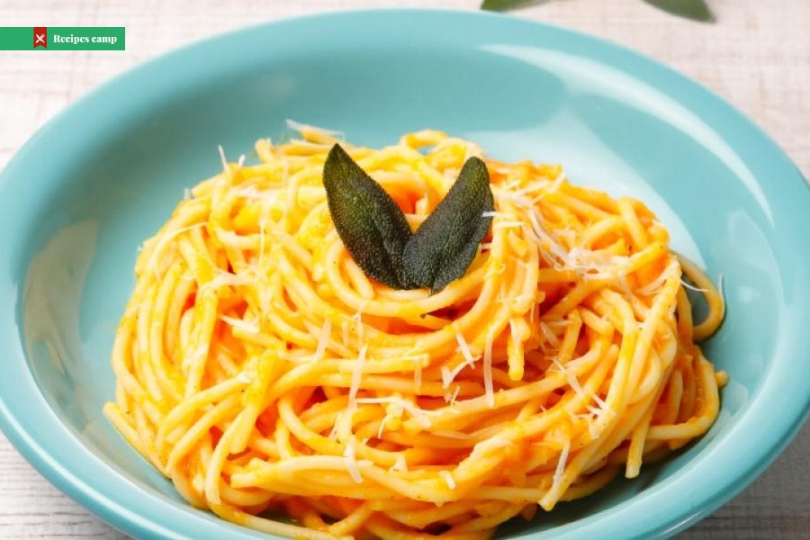 Creamy Pumpkin Spaghetti with Garlic Kale