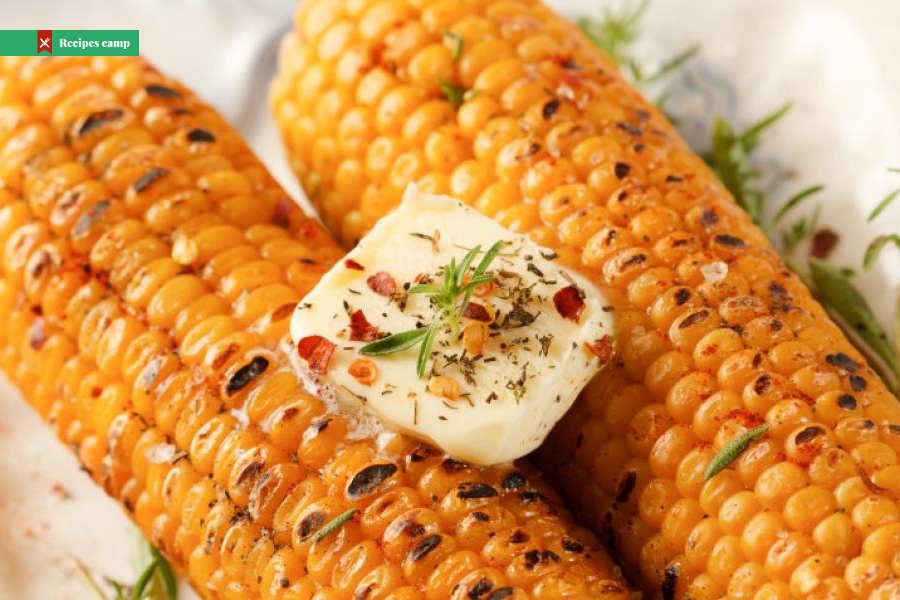 Grilled corn with basil butter
