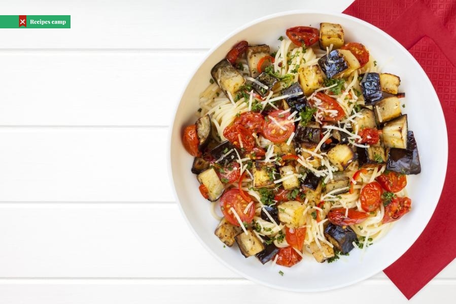 Salad with roasted eggplant and tomatoes