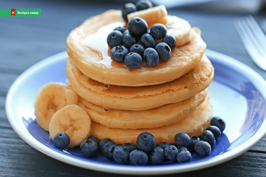 Sweet Banana and Maple Pancakes with Blueberries and Pecans